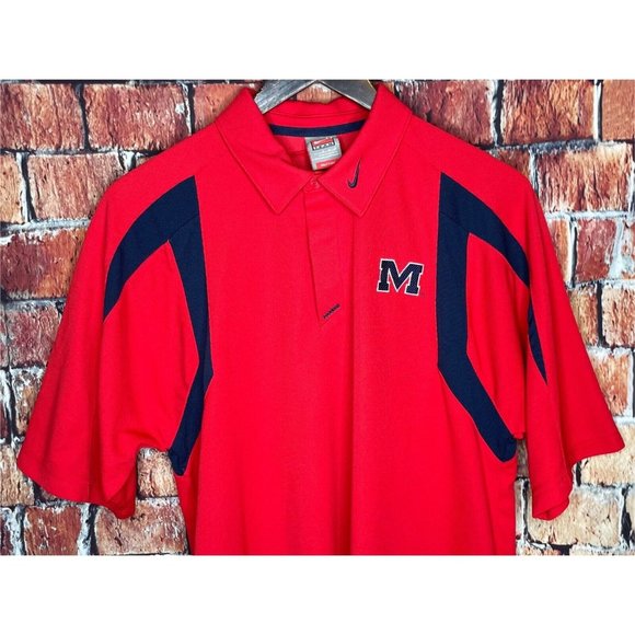 Nike Other - Ole Miss Rebels Nike Fit Dry Men’s Medium Short Sleeve Red Golf Polo Shirt SEC